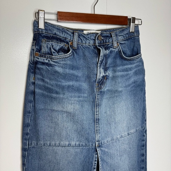 Reformation Tazz Maxi Denim Skirt with Slit - Size 24 - Picture 4 of 13